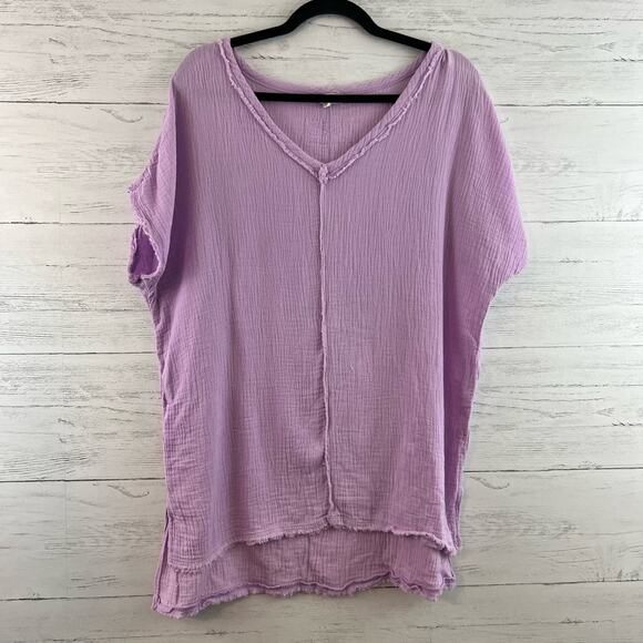 La Miel Gauzy Wide Sleeve V Neck Top Size L - Picture 1 of 7